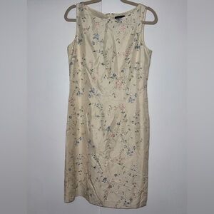 Ann Taylor Floral embroidered‎ silk blend Cream Dress
